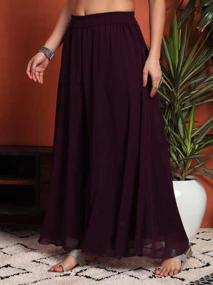 Women's Embroidered Georgette Kurta and Palazzo Set