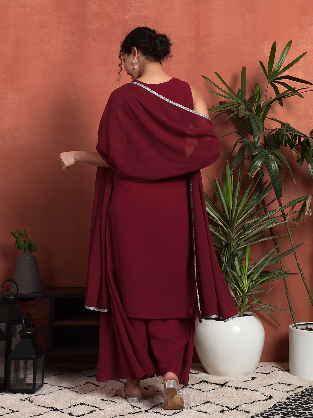 Women's Embroidered Georgette Kurta and Palazzo Set