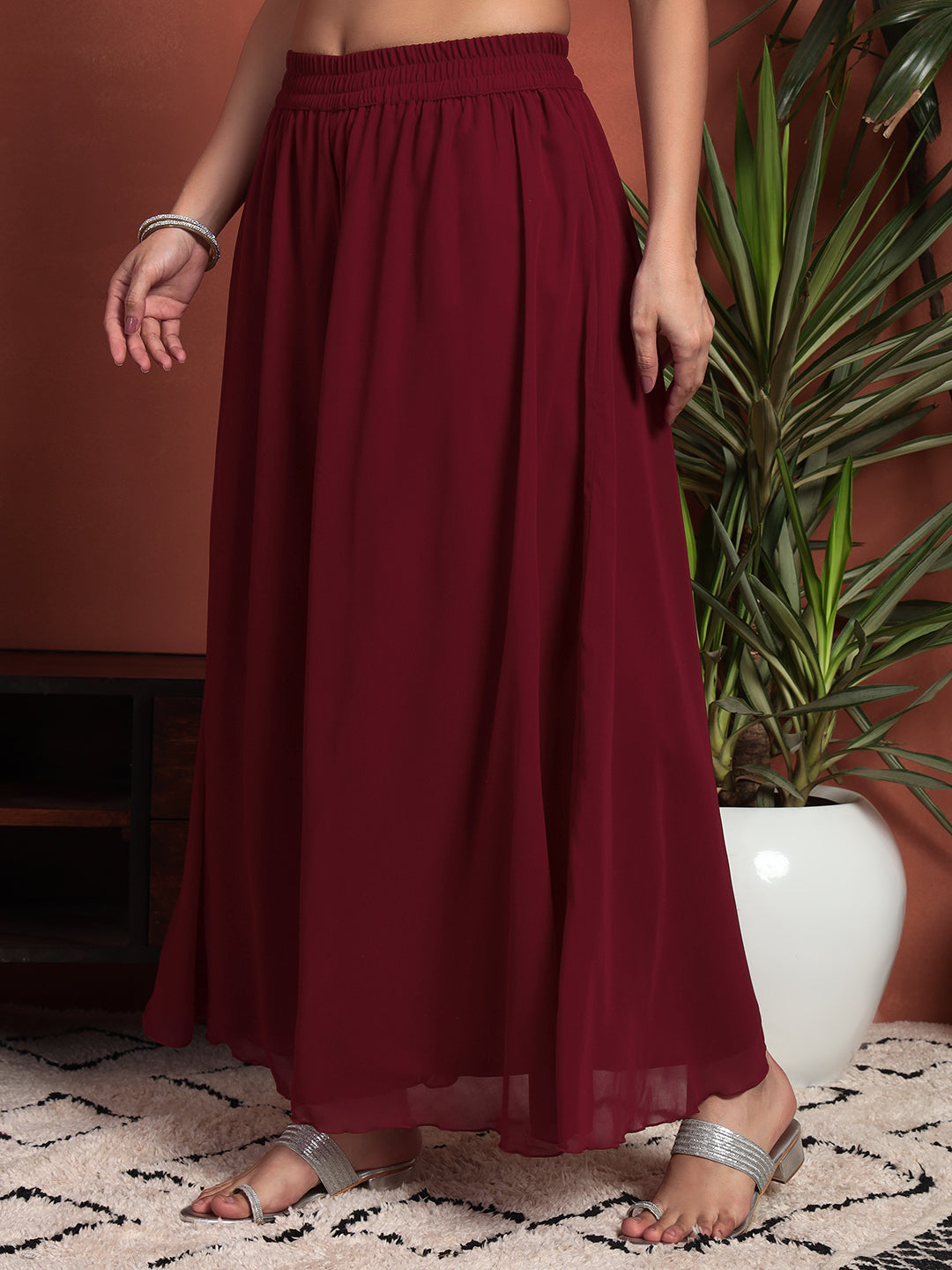 Women's Embroidered Georgette Kurta and Palazzo Set