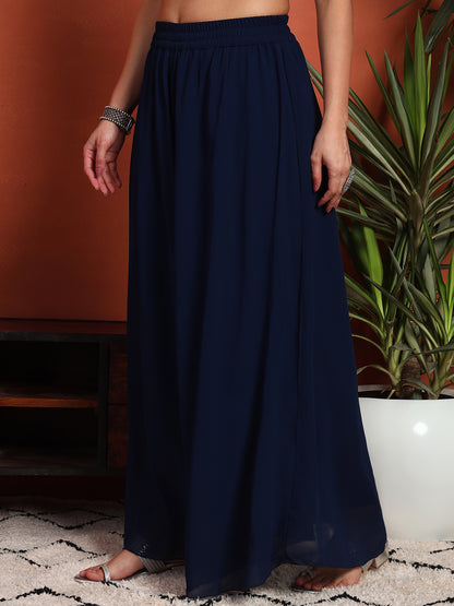 Women's Embroidered Georgette Kurta and Palazzo Set