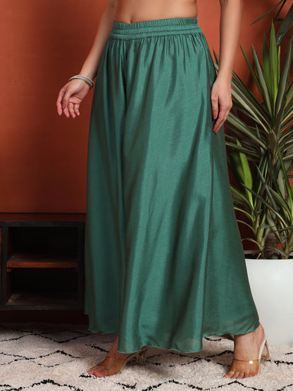 Women's Embroidered Silk Blend Kurta and Palazzo Set