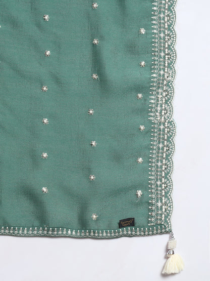 Women's Embroidered Silk Blend Kurta and Palazzo Set