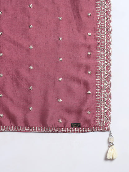 Women's Embroidered Silk Blend Kurta and Palazzo Set