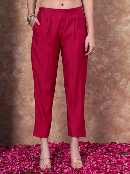 Women's Embroidered Silk Kurta, Pyjama & Dupatta Set