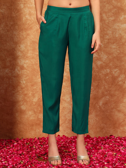 Women's Embroidered Silk Kurta, Pyjama & Dupatta Set