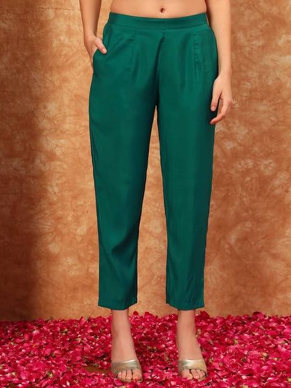 Women's Embroidered Silk Kurta, Pyjama & Dupatta Set