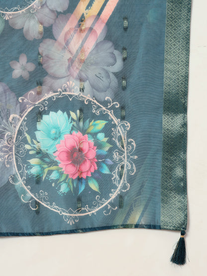 Women's Embroidered Silk  Kurta, Pyjama & Dupatta Set