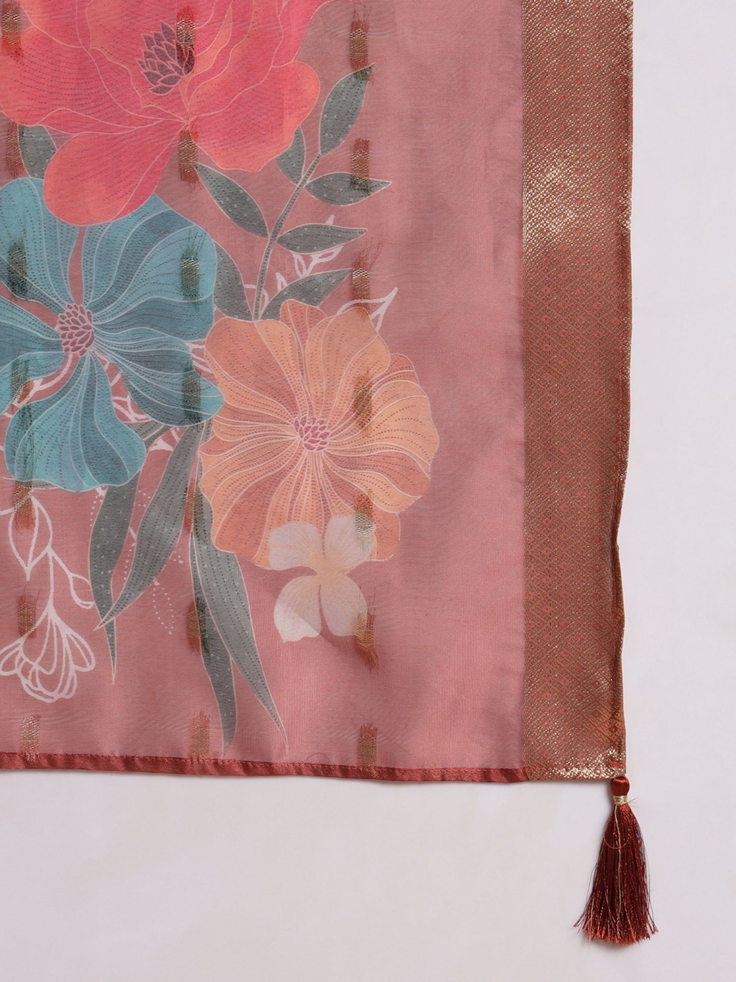 Rust Orange Embroidered Silk Women's Kurta, Pyjama & Dupatta Set