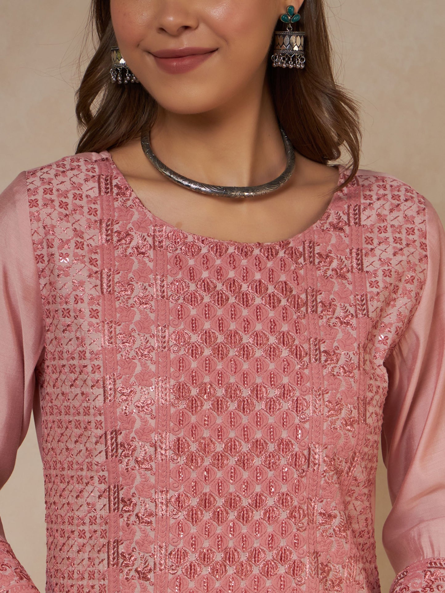 Olive Green Embroidered Silk Women's Kurta,Palazzo and Dupatta Set