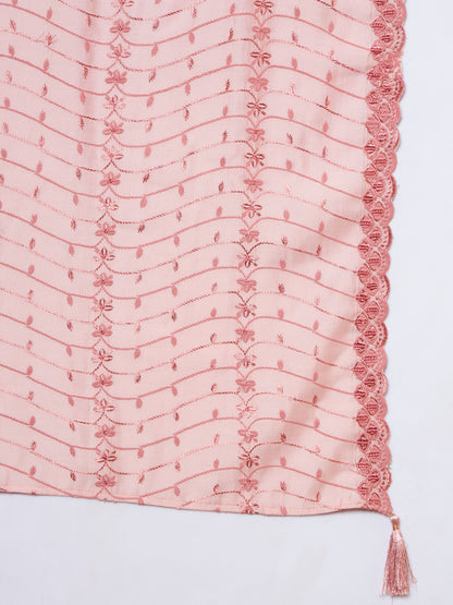 Olive Green Embroidered Silk Women's Kurta,Palazzo and Dupatta Set