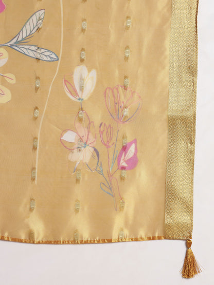 Mustard Schiffily Viscose Women's Kurta, Pyjama & Dupatta Set