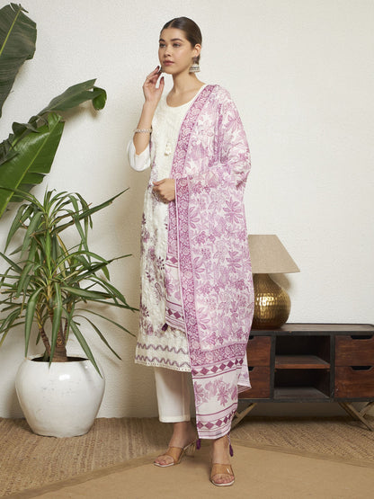 Petrol Green Embroidered Silk Women's Kurta, Pyjama & Dupatta Set