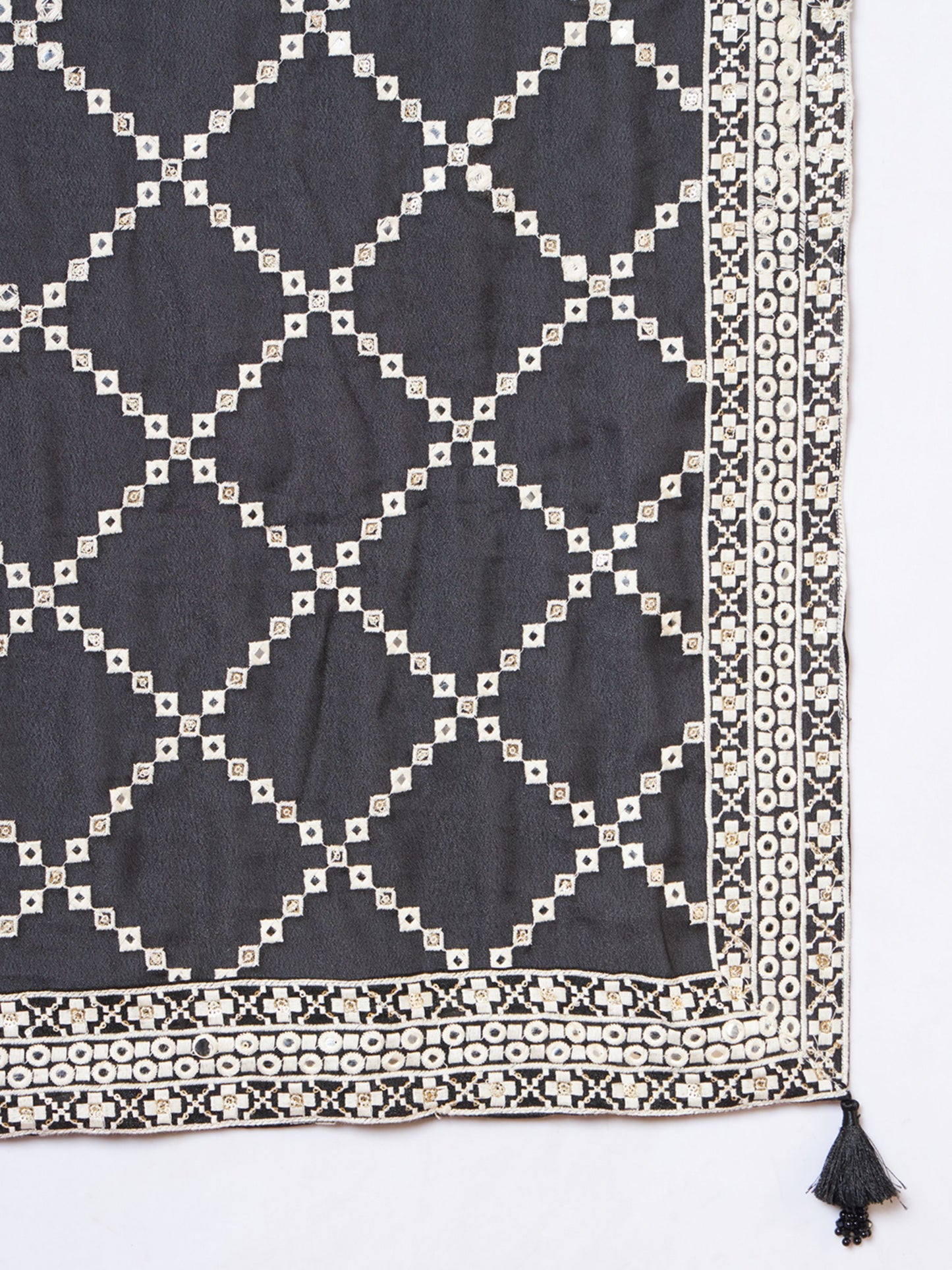 Sparkle Black Embroidered Georgette Women's Kurta,Palazzo and Dupatta Set