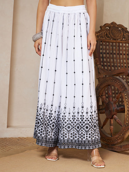 Sparkle Black Embroidered Georgette Women's Kurta,Palazzo and Dupatta Set