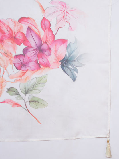 Peach Orange Embroidered Silk Women's Kurta,Palazzo and Dupatta Set