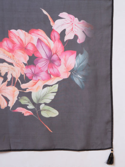 Peach Orange Embroidered Silk Women's Kurta,Palazzo and Dupatta Set