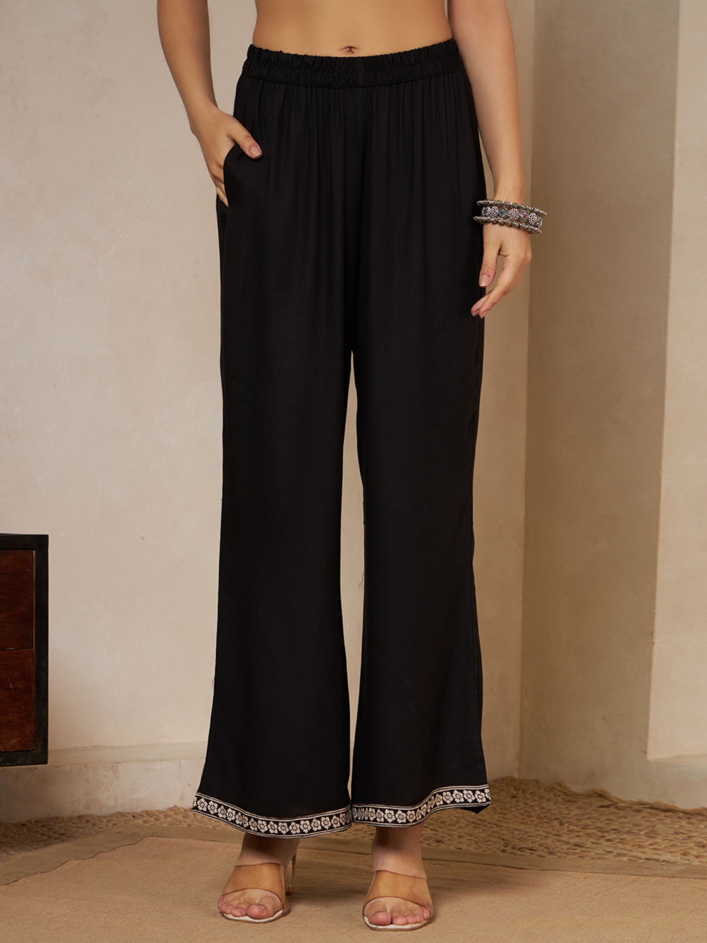 Wine Printed Rayon Women's Kurta and Palazzo Set