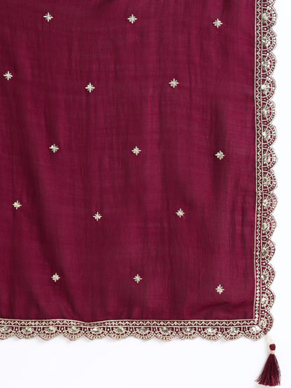 Embroidered Silk Women's Kurta, Dhoti & Dupatta Set