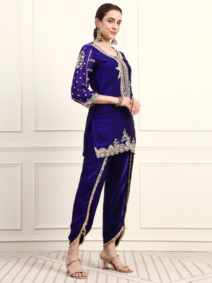 Embroidered Silk Women's Kurta, Dhoti & Dupatta Set