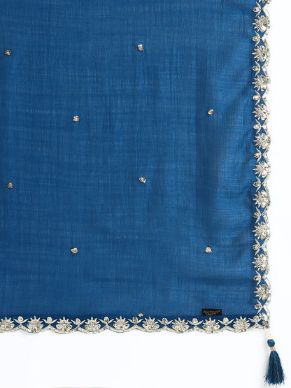 Embroidered Silk Women's Kurta, Dhoti & Dupatta Set