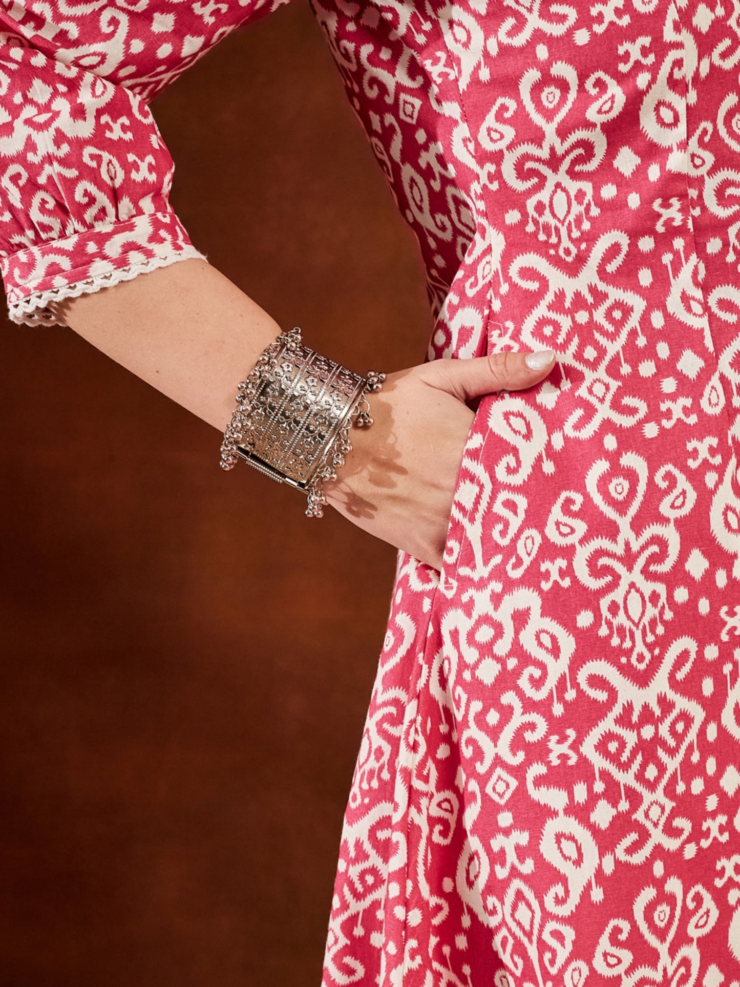 Pink Printed Cotton Women's Kurta and Pant Set