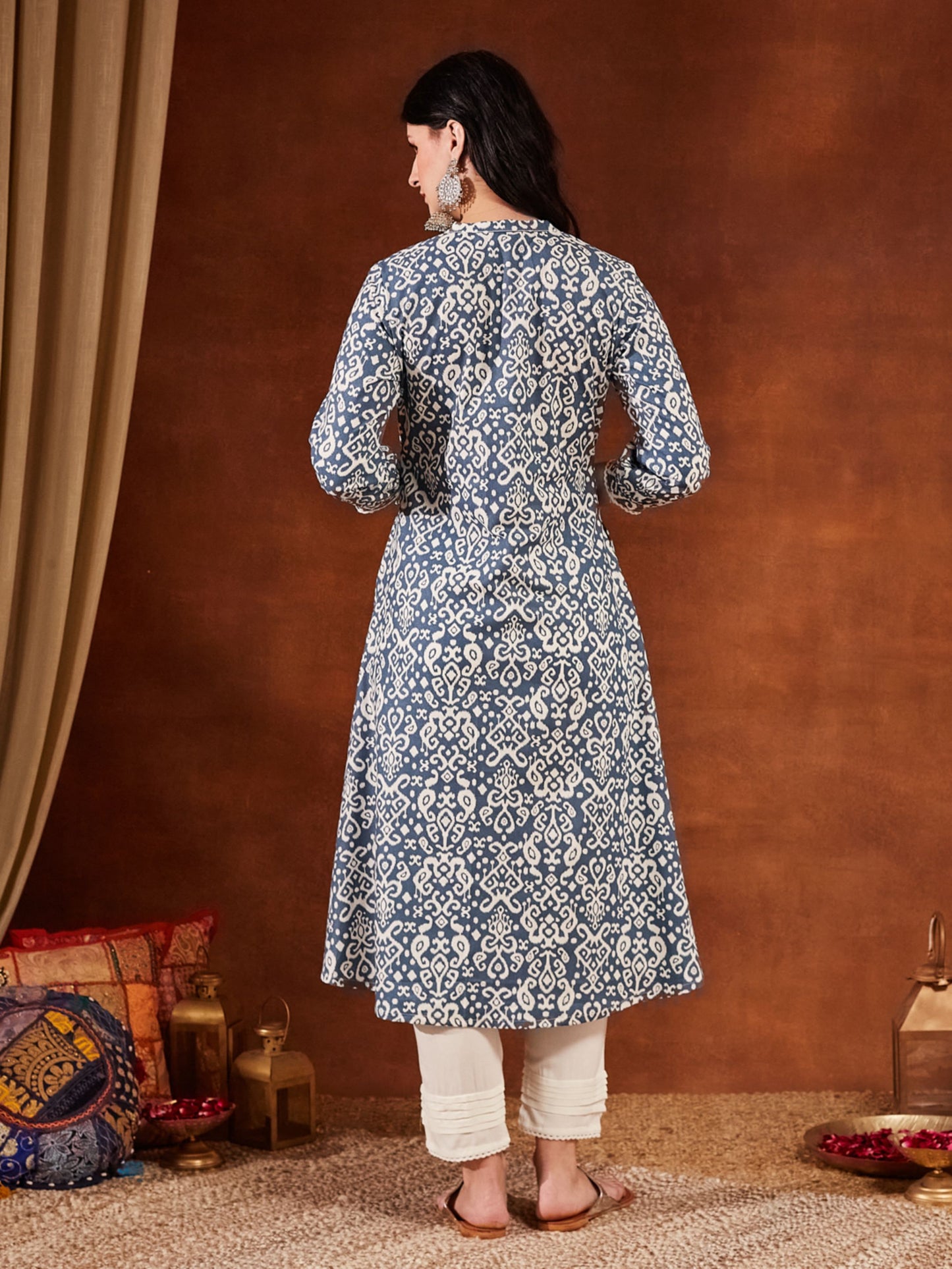 Pink Printed Cotton Women's Kurta and Pant Set