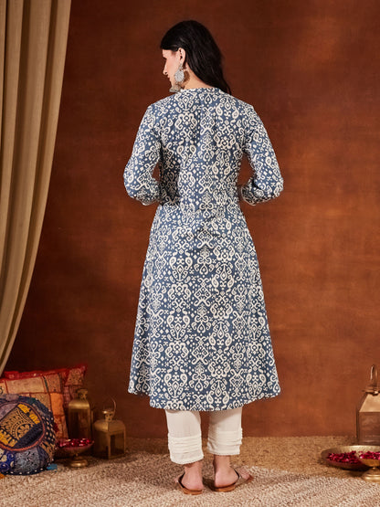 Pink Printed Cotton Women's Kurta and Pant Set