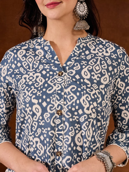 Pink Printed Cotton Women's Kurta and Pant Set