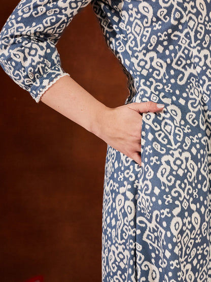 Pink Printed Cotton Women's Kurta and Pant Set