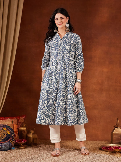 Pink Printed Cotton Women's Kurta and Pant Set