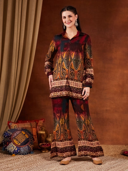 Green Printed Rayon Women's Kurta and Palazzo Set