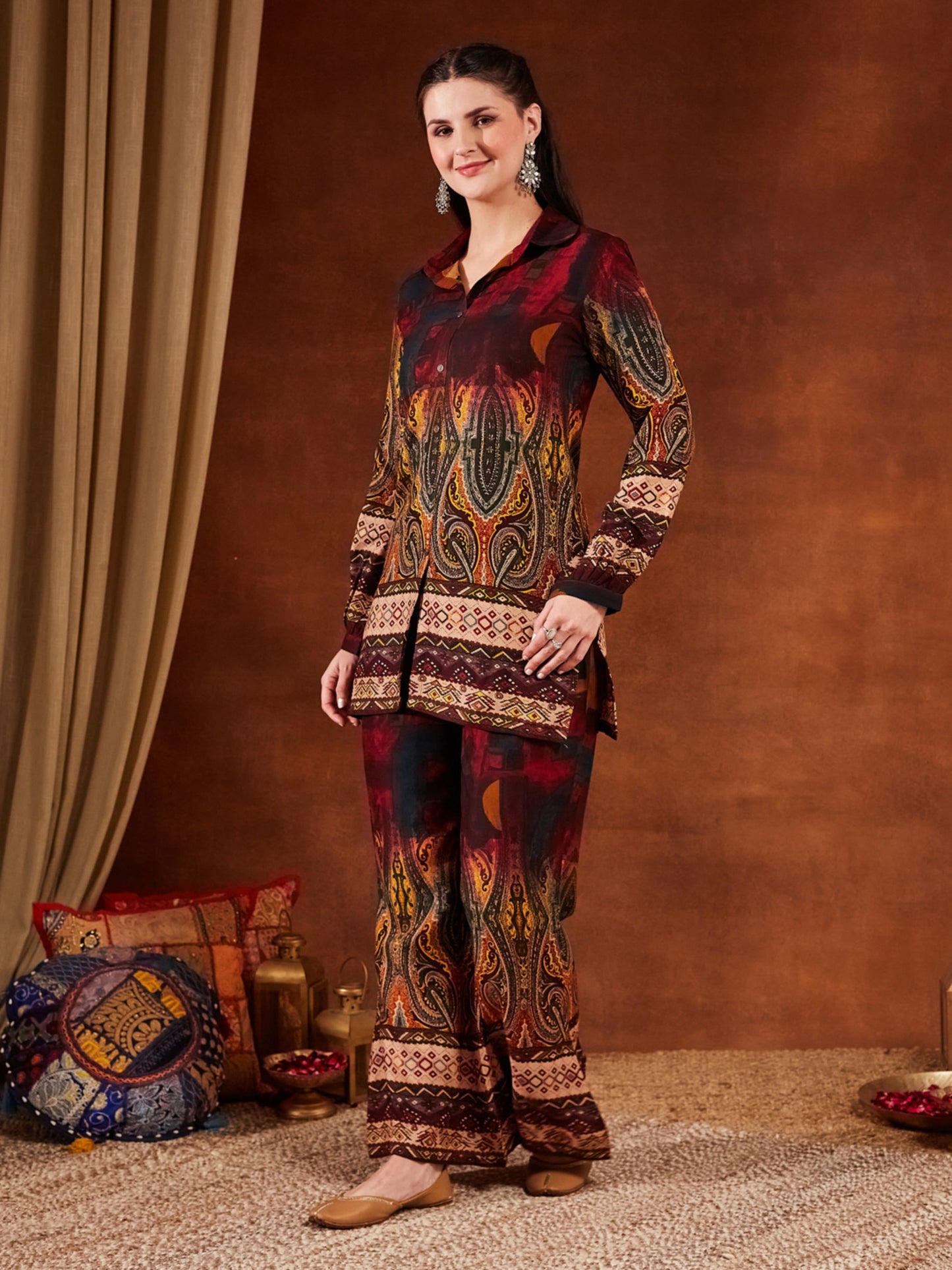 Green Printed Rayon Women's Kurta and Palazzo Set
