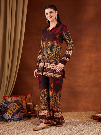 Green Printed Rayon Women's Kurta and Palazzo Set