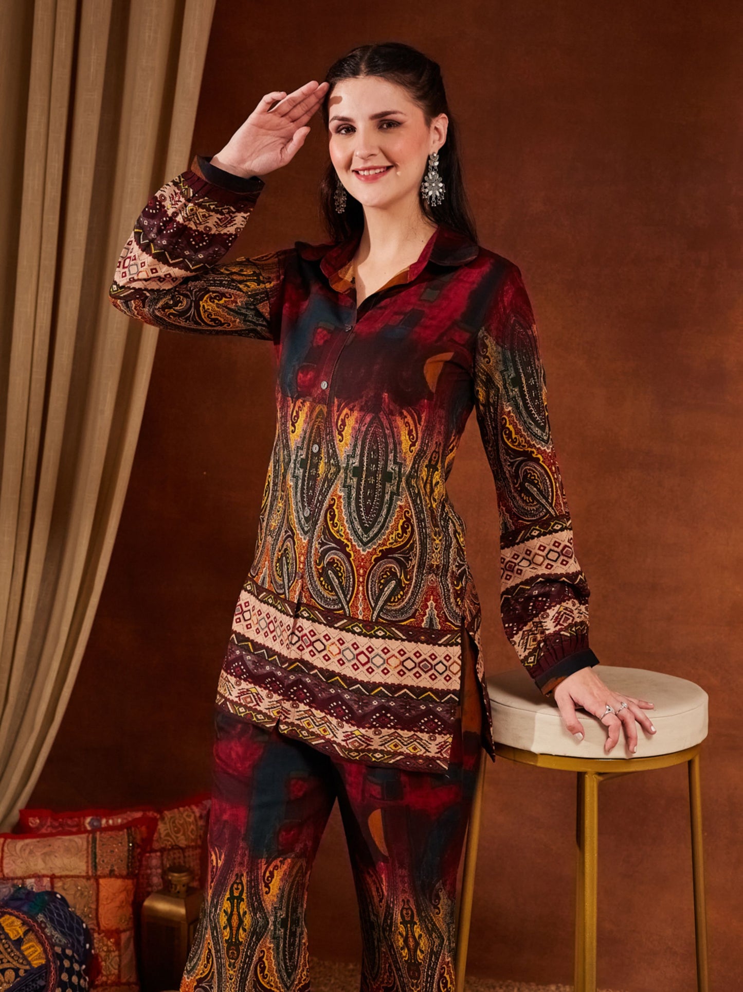 Green Printed Rayon Women's Kurta and Palazzo Set