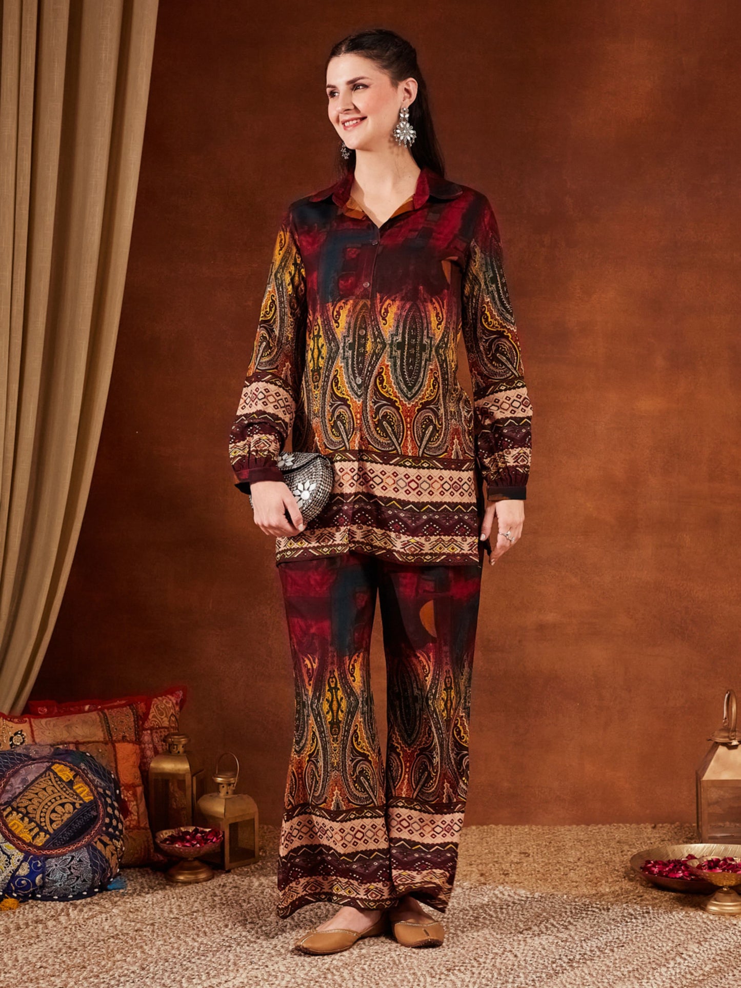 Green Printed Rayon Women's Kurta and Palazzo Set