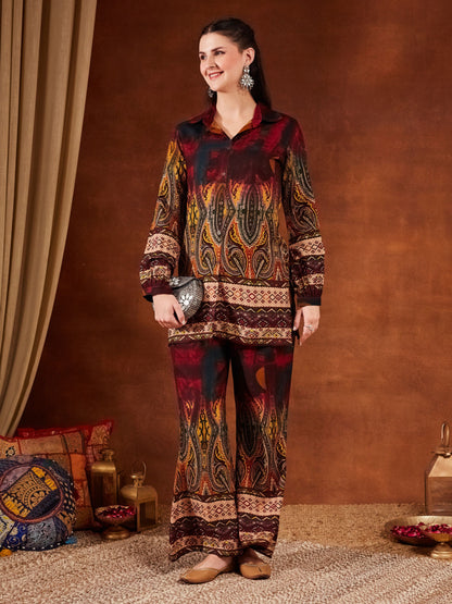 Green Printed Rayon Women's Kurta and Palazzo Set