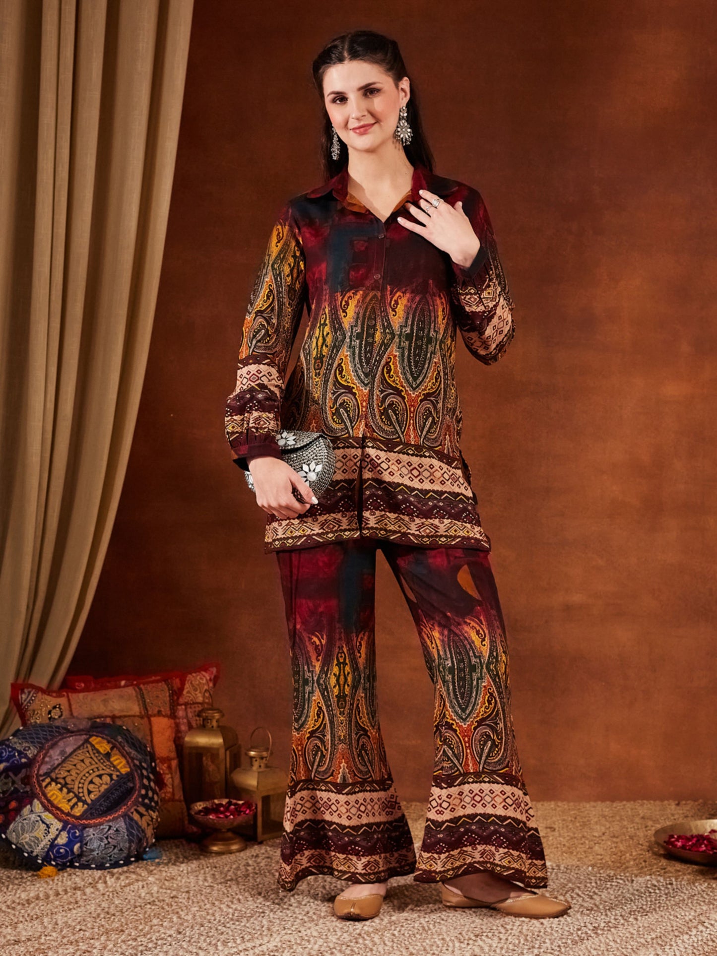 Green Printed Rayon Women's Kurta and Palazzo Set