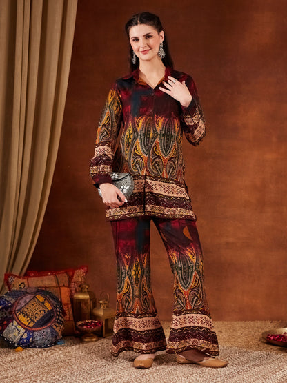 Green Printed Rayon Women's Kurta and Palazzo Set