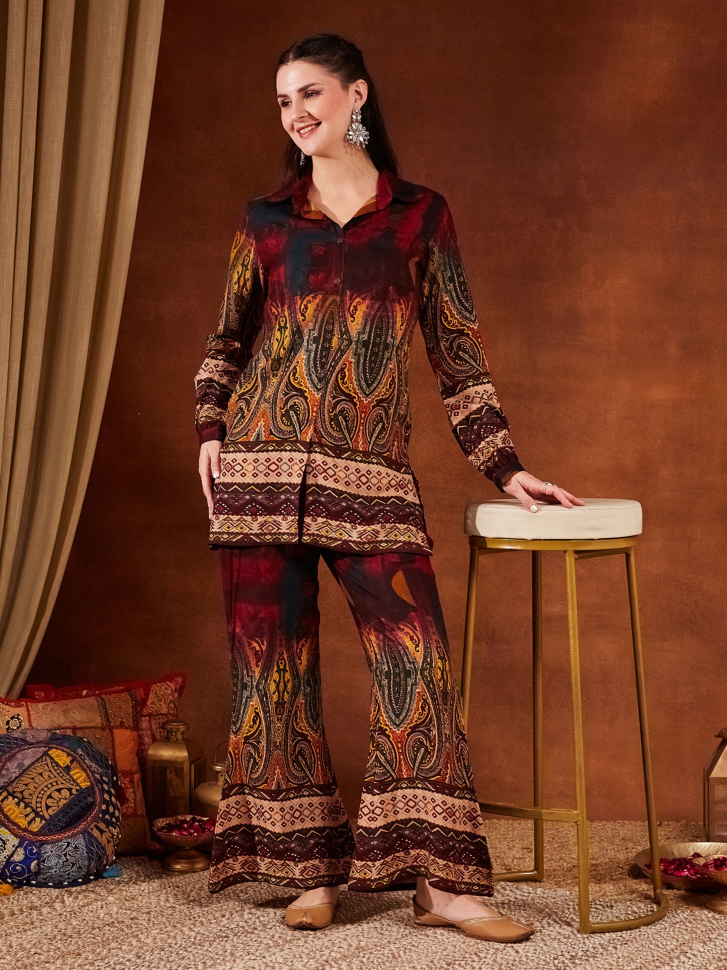 Green Printed Rayon Women's Kurta and Palazzo Set