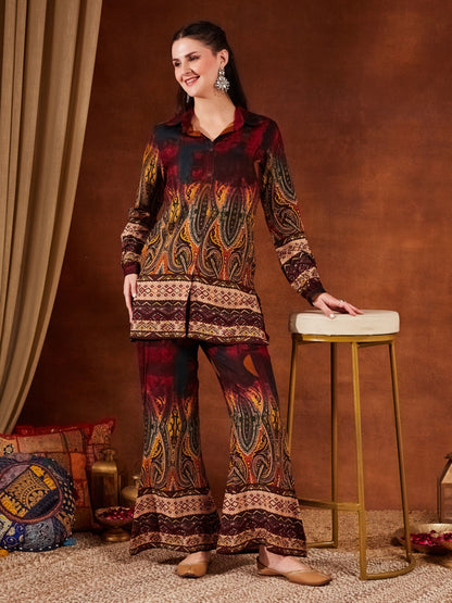 Green Printed Rayon Women's Kurta and Palazzo Set