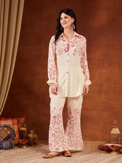 Green Printed Rayon Women's Kurta and Palazzo Set