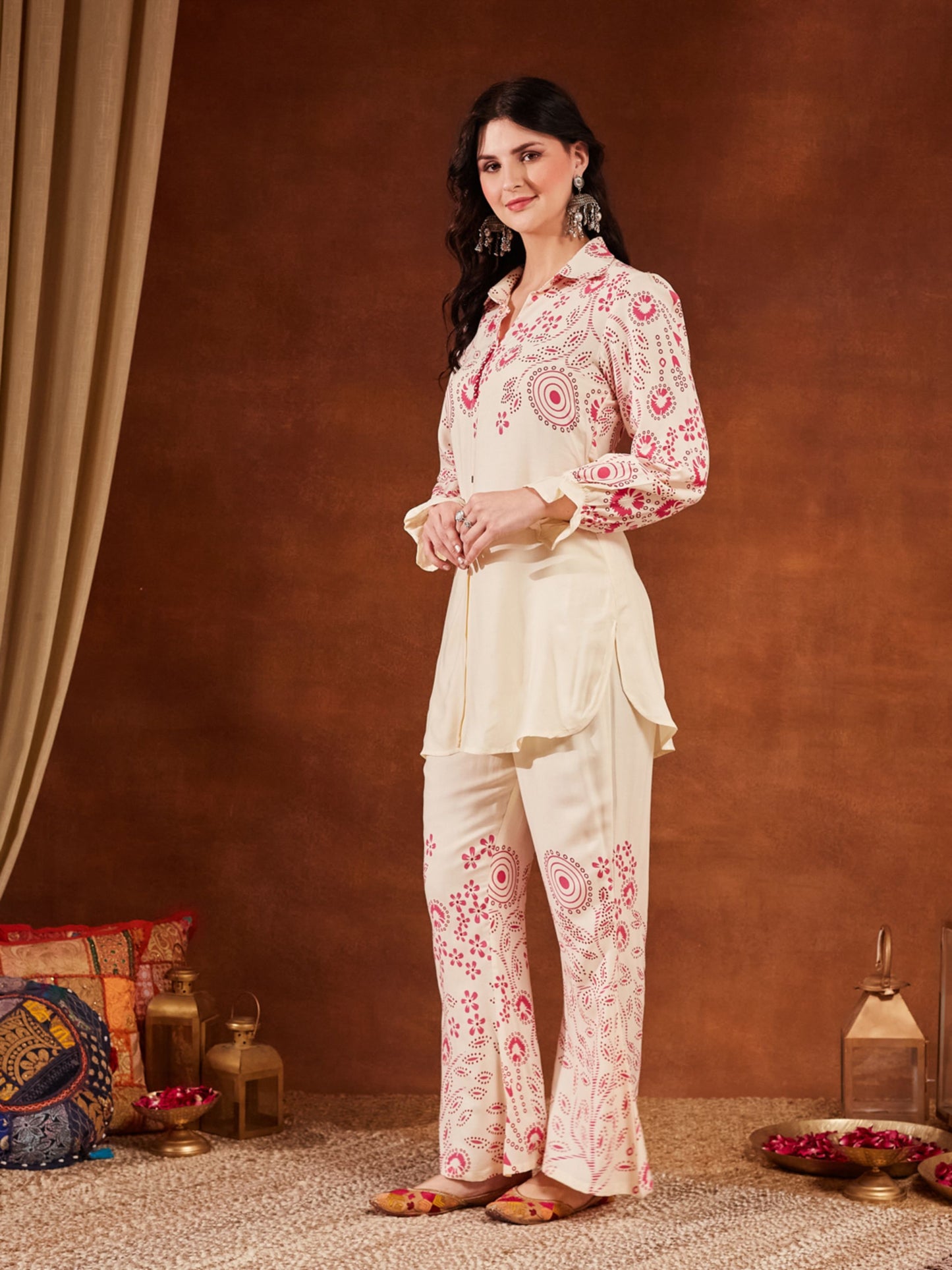 Green Printed Rayon Women's Kurta and Palazzo Set