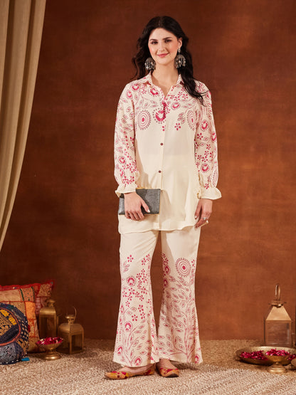 Green Printed Rayon Women's Kurta and Palazzo Set