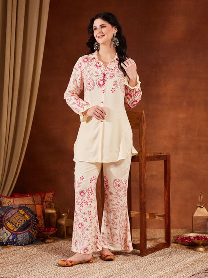 Green Printed Rayon Women's Kurta and Palazzo Set