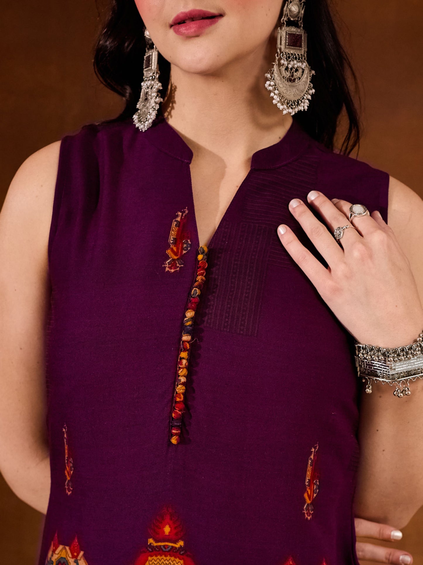Purple Printed Rayon Women's Kurta and Palazzo Set