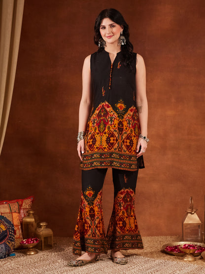 Purple Printed Rayon Women's Kurta and Palazzo Set