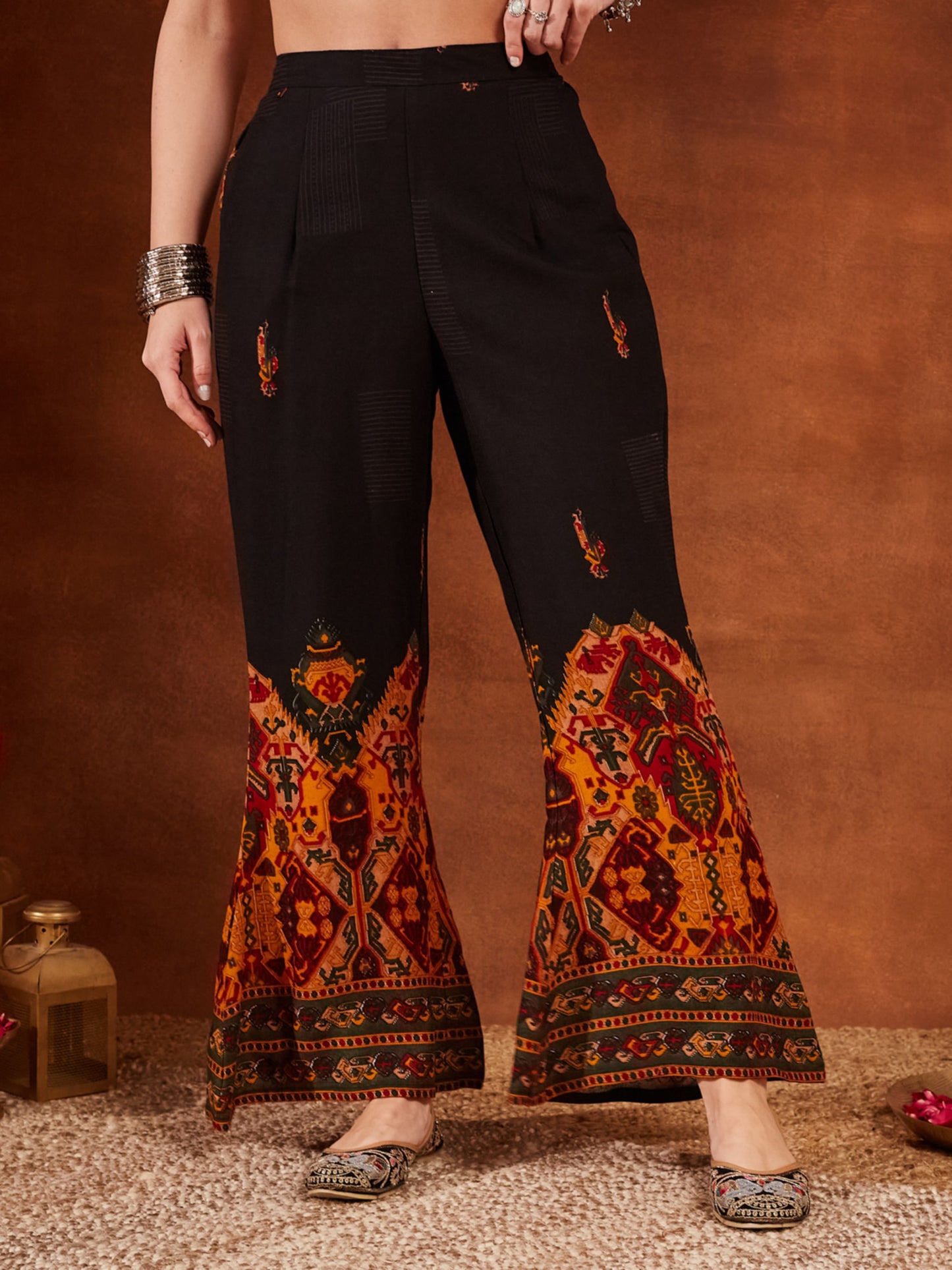 Purple Printed Rayon Women's Kurta and Palazzo Set