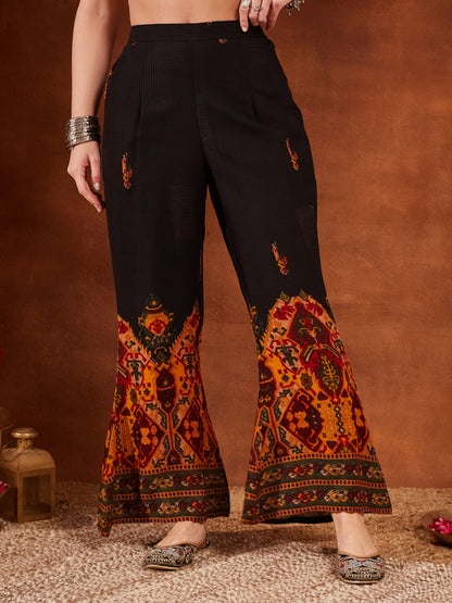 Purple Printed Rayon Women's Kurta and Palazzo Set