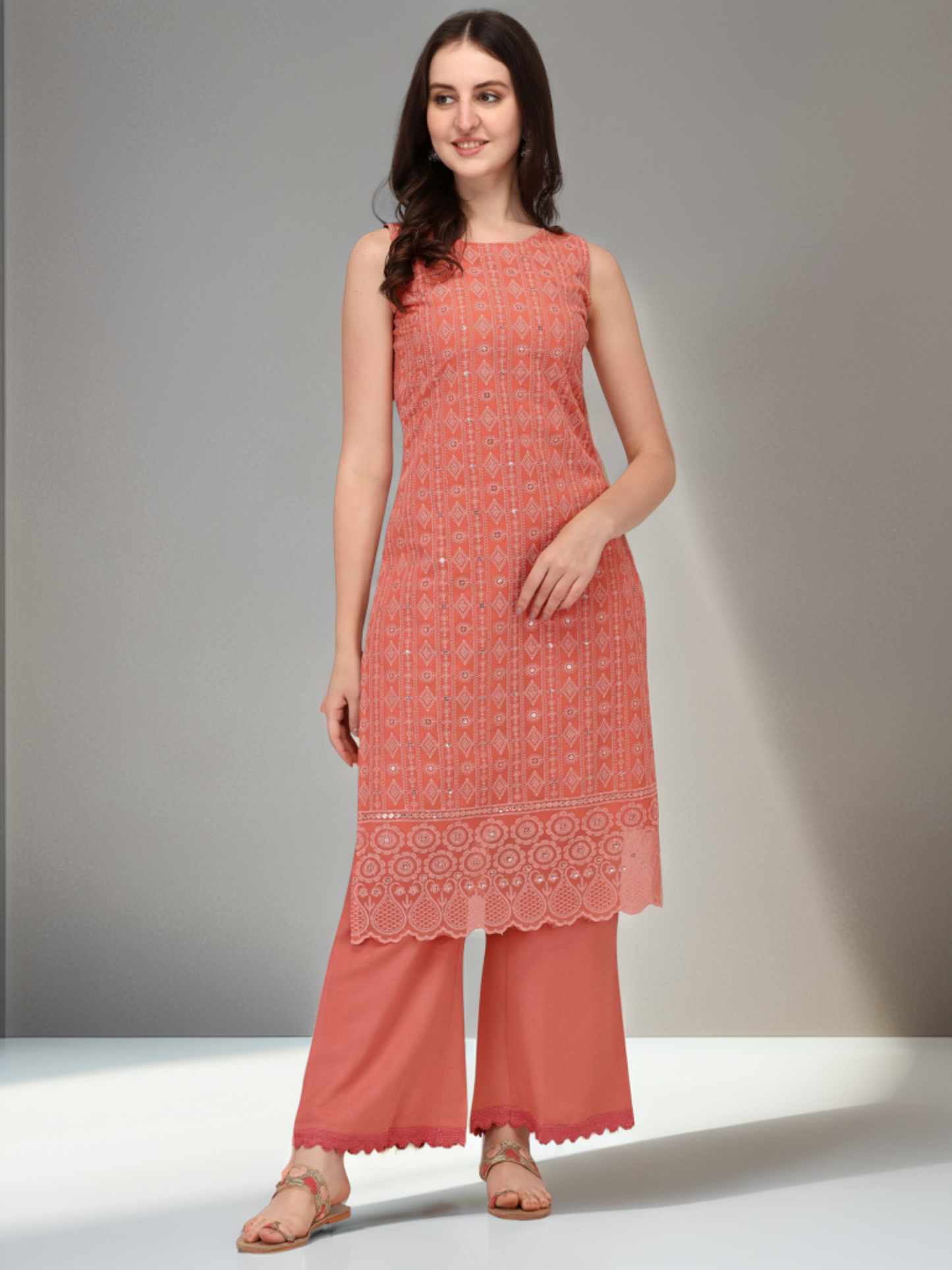 Women's Schiffily Georgette Kurta and Palazzo Set