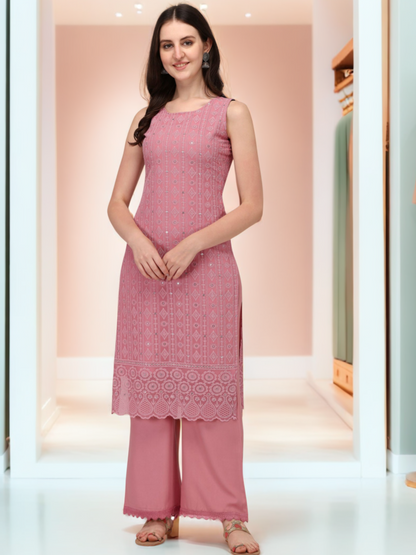 Women's Schiffily Georgette Kurta and Palazzo Set